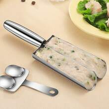 1套304不锈钢饭团肉饺制造机，多功能鱼丸虾滑模，商用及家用厨房煎炸工具 - 銀色 - 查看 6