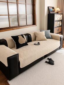 1 pezzo Cuscino per divano impermeabile con motivo geometrico 3D a tinta unita, stile minimalista, retro antiscivolo, adatto agli animali domestici, morbido e multifunzionale, anti-sporco e anti-polvere, copridivano decorativo per le vacanze, adatto per schienale, braccioli, universale, adatto per tutte le stagioni - Cachi - Visualizzare 5