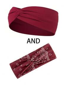 2pcs Women's Absorbent Sports Solid Color Criss-Cross Headbands, Non-Slip, Elastic, Soft Twisted Hair Bands, Suitable For Daily Workout, Yoga, Running, Sports Headwear Warm Sweatband Winter Hair Accessories