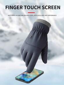 1 Pair Winter Ski Outdoor Riding Waterproof Windproof Anti-Freezing Anti-Slip Thermal Lined Thick Touchscreen Motorcycle Gloves Men Fleece Gloves Added Fluff - Multicolor - View 5