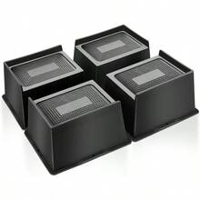 Bed Risers 4 Inch Heavy Duty Furniture Risers Rectangular L - Shape Anti - Slip Sofa Risers Couches Table Chair 4 Pack Black 4 Pack, 4 Inch - 4 Inch + Black - View 2