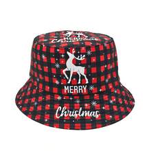 休闲卡通圣诞老人和驯鹿图案渔夫帽，Ho Ho印花，男女皆宜的圣诞派对渔夫帽 - A - 查看 15