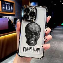 Moda de lujo, ropa para hombres, funda de teléfono con diseño creativo de calavera para iPhone 16 15 14 13 12 11 Pro Max X XR XS Max 8 7 Plus, funda trasera transparente y suave a prueba de golpes. - Colores mixtos - Ver 5