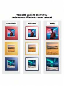 1个/3个彩虹系列彩色卡纸相框，尺寸分别为6英寸、7英寸、8英寸、10英寸、12英寸，适合装饰画廊墙或客厅墙面，可用作情人节或教师节礼物，不含相纸，也可用于生日、毕业典礼等场合。 - 彩色 - 查看 3