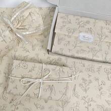 10张米色复古花卉图案薄纸，适合礼品装饰，可用于花束包装、礼盒衬里、填充纸、DIY等，是情人节、母亲节、生日、婚礼、毕业季及各种场合的理想之选。礼品包装薄纸、图案薄纸、薄纸片、包装纸 - 米色 - 查看 10