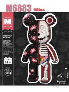 Christmas Decoration 7220pcs 16.9in/43cm DIY Assembled Large Building Blocks Toy, Half Cutaway Mechanical Bear Puzzle For Adults, Creative Home Decor, Stress Relief Toy, Valentine's Day, Birthday, Christmas, New Year Gift For Him & Her Room Decoration - Multicolor - View 14