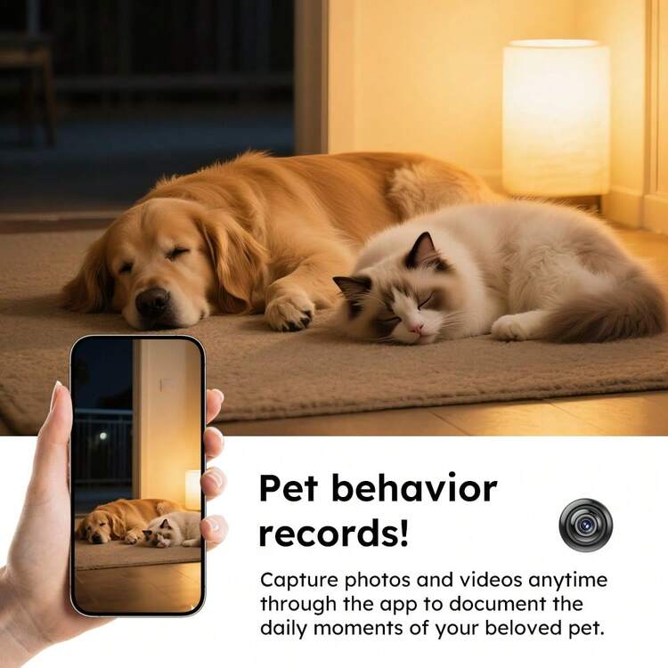 Portable Home Security Camera, Wireless WIFI, 480P, Youth Addiction Prevention, Pet Loss Prevention, Smart Care - Black - View 6