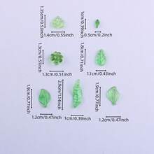 100Pcs Acrylic Green Leaf Beads, Transparent Leaves Beads Charms For Jewelry Making Necklace Earring Spring Plant DIY Crafts