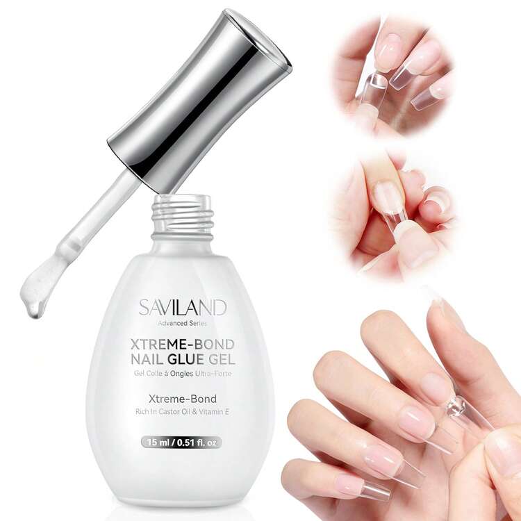 SAVILAND Advanced Xtreme-Bond Nail Glue Gel: Strong Adhesive Nail Glue Gel, 6-In-1 UV Nail Glue, 30-Day Long-Lasting Artificial Nail Glue For Nail Tips, DIY Home Use, 15 Ml - 無色 - 查看 1