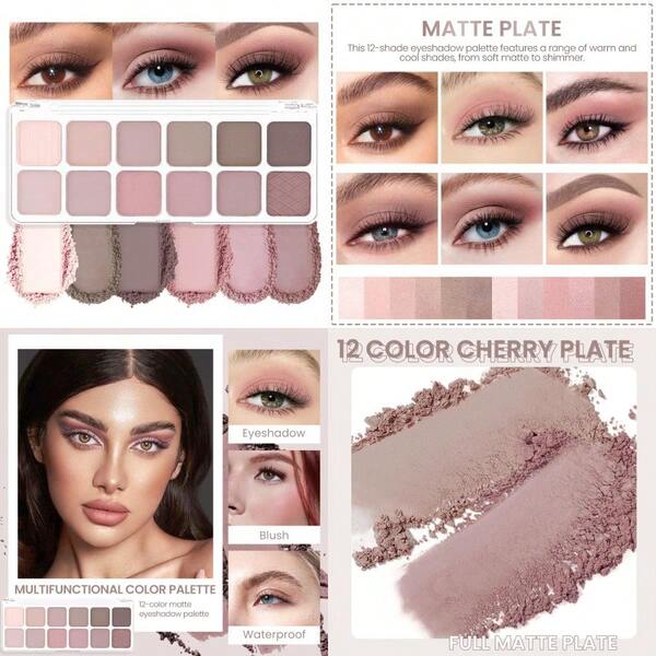12Color Light Pink Purple Eyeshadow Palette LongLasting And Highly Pigmented. Elevate Your Eye Makeup Unleash Your Unique Style 08#