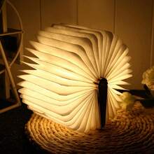 1PC LED 5 Colors Paper Creative Book Night Light USB Rechargeable Magnetic Folding Decorative Desk Lamp For Home Office Library Party Festival Gifts ﻿ - 書本燈杏色 - 查看 6