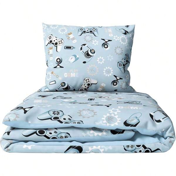 2 Piece Quilt Duvet Pillow Set 80x70 To Fit Crib Or Pram Games