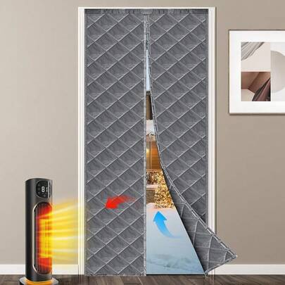 Magnetic Thermal Door Curtain, Insulated Door Curtain, Temporary Door, Door Cover, Durable Upgraded Oxford Cloth & Thicken Cotton Fill, Soundproof And Windproof (Gray, Fits Door Size 34inch X 82inch){Inchcolor_nameinch:InchGrayinch,Inchsize_nameinch:InchFitsDoorSize34\Inchx82\Inchinch}