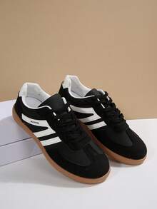 2025春季新款时尚女式白色滑板鞋，透气休闲运动鞋，韩版ins风 - 黑色 - 查看 6