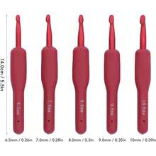 Juego De Agujas De Ganchillo, 5 Ganchillos De Aluminio Con Mango Ergonómico para Hilo De Lana, Talla 6.5-10 Mm