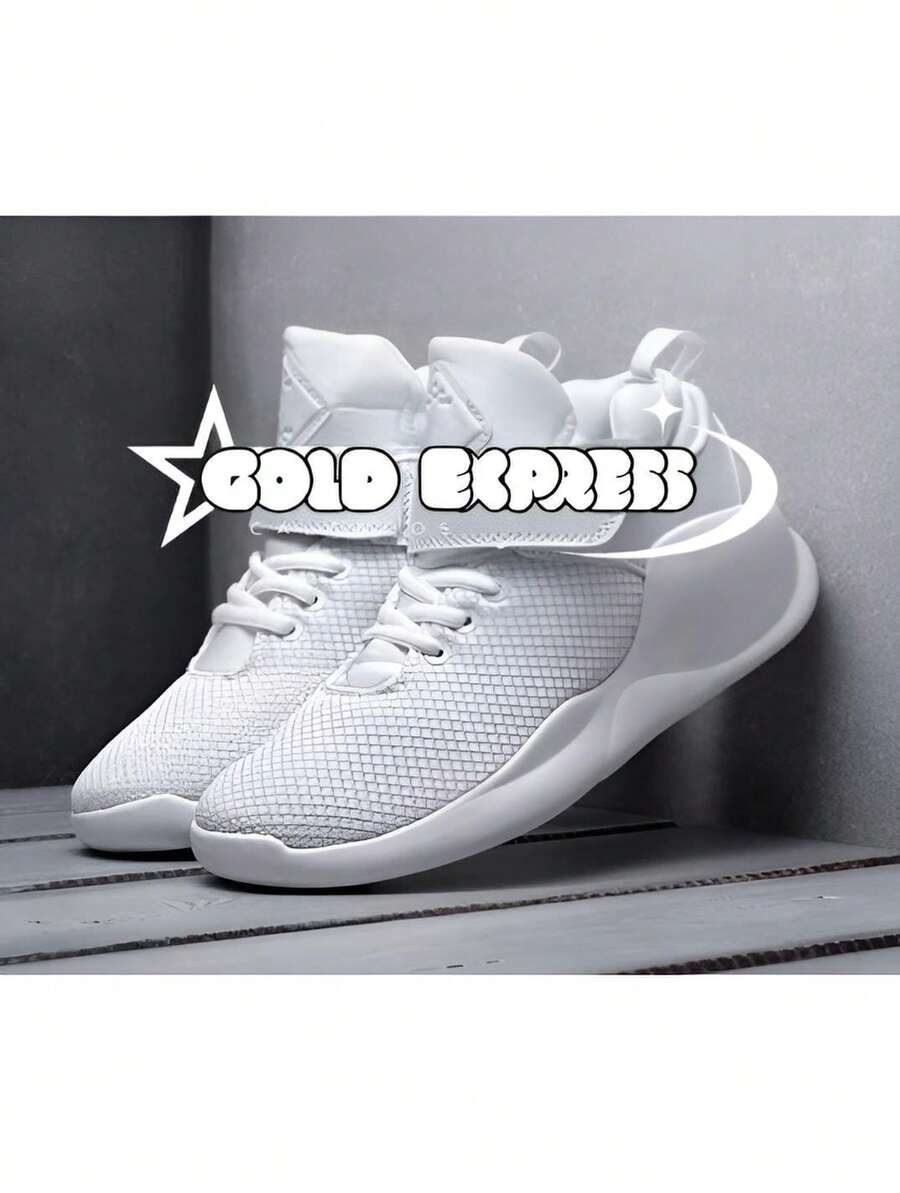 High-Top Basketball Shoes, Athletic Style, Training/Gym Shoes, Men's And Women's, Non-Slip, Stylish, Various Colors, Sizes 38 To 44. 24-Hour Shipping! - 白色 - 查看 1