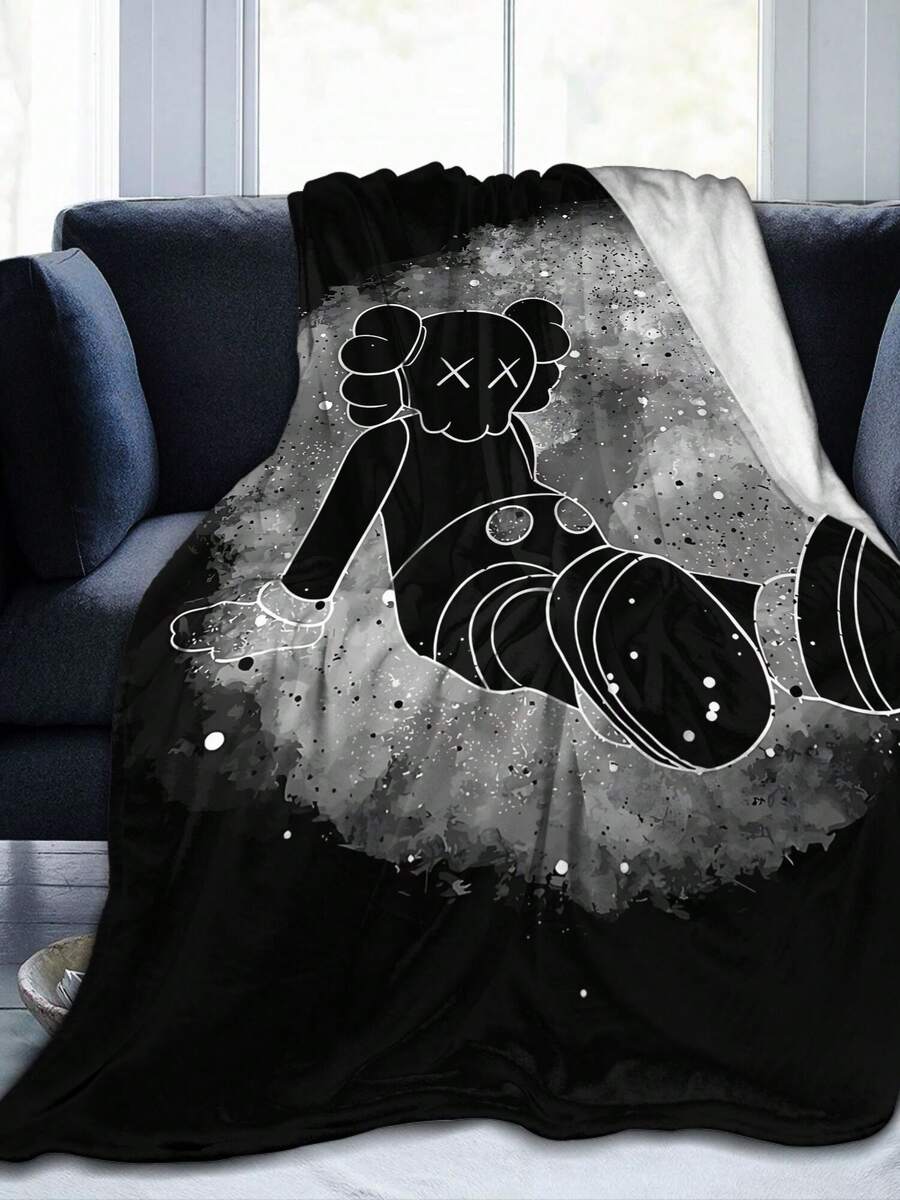Kawss Kawaii Kaw Blanket Anime Snuggle Blanket - Ultra Soft Flannel Throw, The Perfect Gift For Fans For Christmas & Birthday, For Home Use, Camping And Travel Adventures - 黑色 - 查看 1