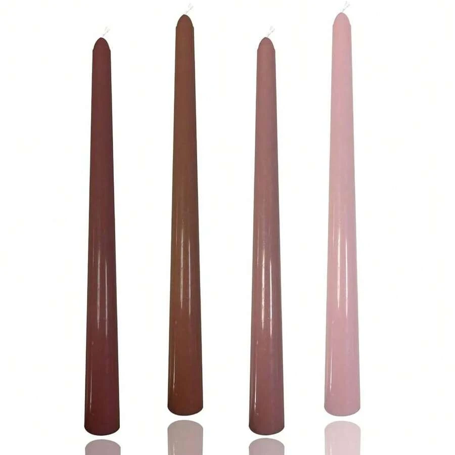 10 Inch Gradient Taper Candles,Set Of 4 Tapered Candle, Tall Candlesticks,Conical Stick Candles,Less,For Home Dinner, Party, Wedding, Halloween, Christmas (Brown Series, 10inch){Inchcolor_nameinch:InchBrownseriesinch,Inchsize_nameinch:Inch10inchinch} - Brownseries - View 1