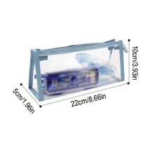 1pc Minimalist Transparent Pencil Case, Large Capacity Student Stationery Bag, Korean Fashion Pen Pouch, Suitable For Office, School, Bedroom, Can Be Used To Store And Organize Colored Pencils, Stationery, Cosmetics