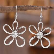 European And American Cross-Border Vintage Hollow Large Flower Earrings Necklace Jewelry Set Creative Line Sense Versatile Niche Earrings - 套裝 - 查看 6