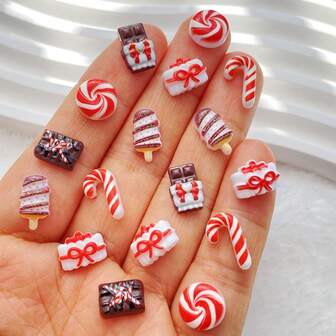 30/80 st. mini-julchokladglass i harts, kakdekorationer - för nagelkonst, DIY-pyssel, scrapbooking - blandade färger på juldekorationer - julklappar, miniatyrer