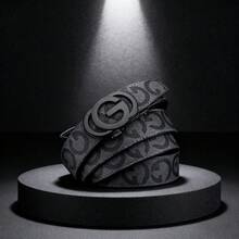 1条2025新款男士休闲皮带，G字母合金自动扣皮带，G字印花，优质皮革，优雅商务或休闲皮带，适合搭配西裤、牛仔裤和西装，尺寸可调节 - 彩色 - 查看 2