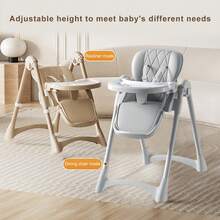 Baby Feeding Chair, Folding Chair For Toddlers, Height Adjustable And Easy To Clean, Baby Feeding Chair - Grey - View 5