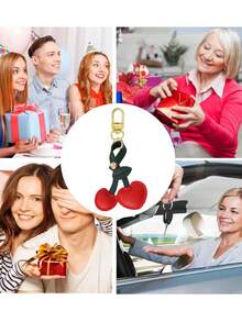 Porte-clés style campagnard en cerise - Un charm de sac créatif pour femme, un charm de sac mignon en forme de cerise convenant aux sacs à dos et aux sacs à main, un pendentif décoratif multifonctionnel, idéal pour décorer les sacs à dos, les sacs à main, les portefeuilles et les porte-clés, parfait pour le port quotidien, la vie scolaire, les sorties shopping et les rassemblements décontractés, un cadeau idéal pour la famille et les amis, et un cadeau de Noël. - Multicolore - Voir 10