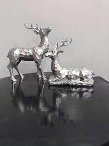 Fall Pumpkin Decor Vintage Statue With Stem Table Centerpieces For Home - Silver - View 2