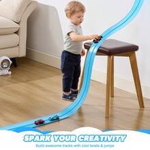 15 Ft Flexible Race Track For Kids: Car Ramp Toy For Toddlers 1-3 & Monster Truck - Red - View 8
