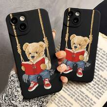 A Cartoon Bear With Black Eyes Reading A Book, A Stylish Phone Case Suitable For All  Galaxy Models.,Phone Case  17 Pro Max Christmas Phonecase Christmas Gifts - 款式1(1件) - 查看 1