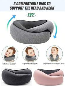 1 Memory Foam U-Shaped Pillow, Neck Pillow, Travel Pillow, Solid Color, Breathable Mesh Fabric, Built-In Storage Bag, Ergonomic Design, 360 ° Surround Support, Detachable Cleaning, Essential For Business Travel Such As Flying, Camping Nap Tool - Multicolor - View 5