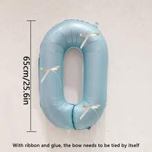 4pcs/Set 32-Inch Blue Digital Balloon Decorations, Featuring White Bows As Embellishments. Suitable For Birthday Party Decorations, Home Party Setup, And Various Festival Celebration Decorations - Blue - View 8