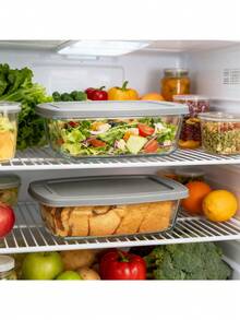 半个大容量玻璃烤盘带盖 - 可叠放，微波炉和烤箱适用，易提手，密封保鲜盒，适用于面包、蛋糕、糕点 - 非常适合圣诞节、感恩节、万圣节、复活节 - 厨房烘焙用品 - 彩色 - 查看 5