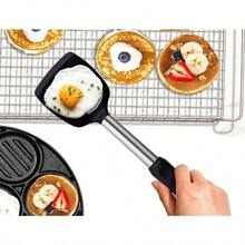 2 Pack Solid Slotted Silicone Spatula Set 600F Heat-Resistant No-Melt Handle And Blade Kitchen Cooking Utensils For Nonstick Cookware Spatula Turner For Egg Pancake Burger- Dishwasher - 黑色 - 查看 3