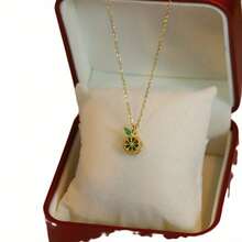 Women's Elegant Cute Lemon Pendant Necklace - Gold Tone Chain With Green Embellishments, Suitable For Daily And Party Use, Jewelry Gift, Perfect For Layering All Year Round, Exquisite Craftsmanship, Essential For Fashion Enthusiasts - 金色 - 查看 5