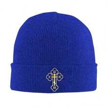 IC XC NIKA Unisex Orthodox Church Cross Knitted Hat - Winter Warmth, Gold Greek Letters And Cross Design, Soft Acrylic Knit, Suitable For Church, Greek Orthodox Church, Church Clothing, Sports Style, Durable Structure, Faith Apparel - 黑色 - 查看 11