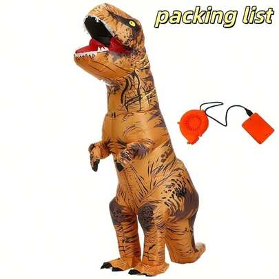 1 st uppblåsbar Tyrannosaurus Rex-kostym för vuxna, uppblåsbar dinosauriekostym för unisex, rolig festoutfit, uppblåsbar dinosaurieklänning, personlig dinosauriekostym för högtider, halloweenfest
