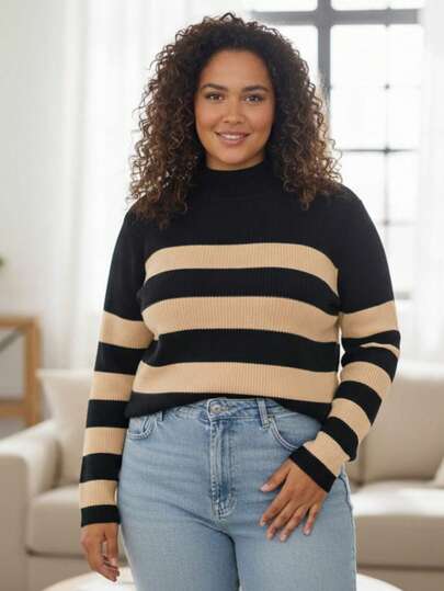 Blusa  Listrado    Casual    Lã    Rasgado    Garrafinha  Noite  Férias  Casa CACHARREL