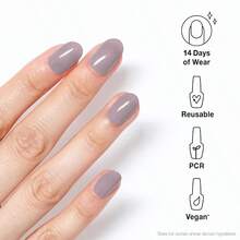 XPRESS/ON Press On Nails Short Round Classic Long Almond And Coffin Shape Press-On Professional Nail Art Kit - 短款圓形+無灰褐色沙灘色 | 灰色中性色 - 查看 2