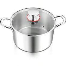6 Quart Stock Pot With Tri-Ply Stainless Steel Construction And Glass Lid For Efficient Cooking On Induction Ceramic Electric And Gas Stoves Durable Riveted Handles Ideal For Soups Pasta And Large-Batch Meals Heavy Duty And Dishwasher - Silver - View 1