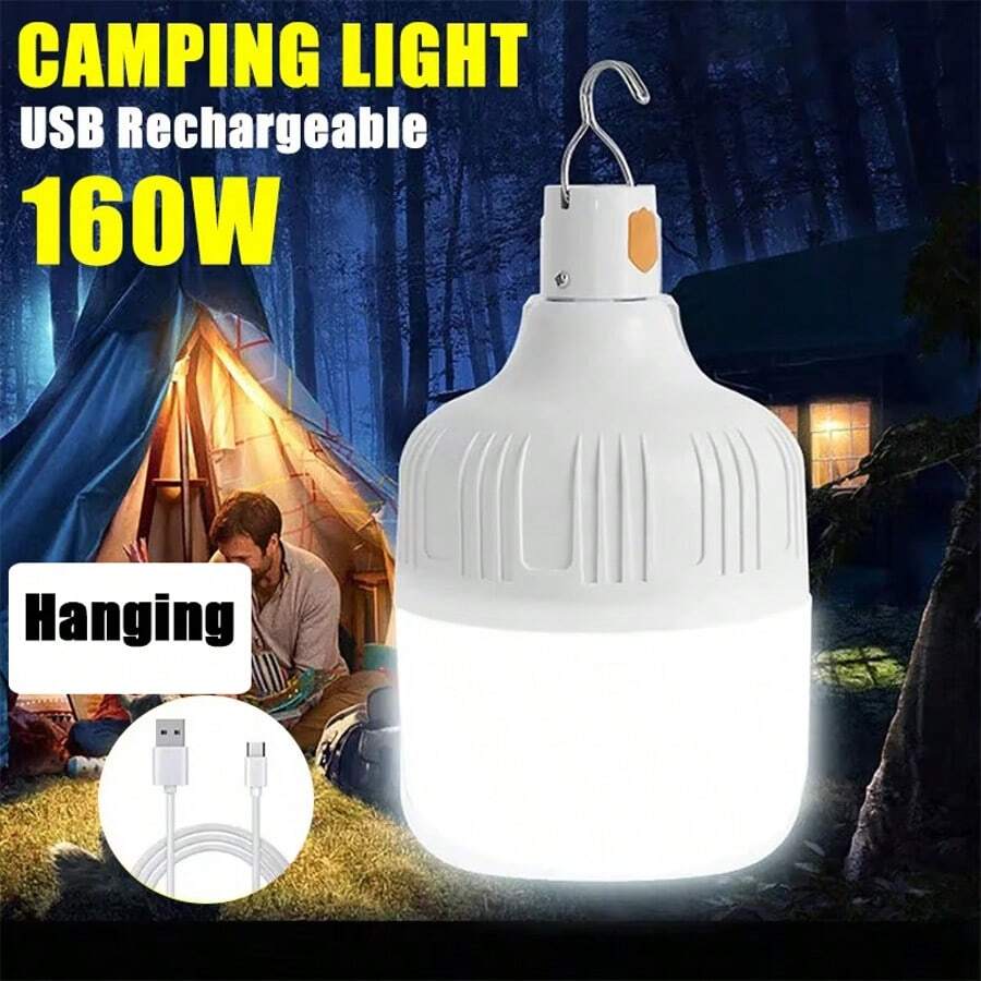 Camping Light LED Bulb 3 Lighting Modes USB Rechargeable Hanging Tent Light Portable Emergency Light Outdoor Bulb Suitable For Camping, Garden, BBQ, Power Outage - Multicolor - View 1