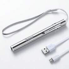 Stainless Steel Doctors Pen Light Portable With Steel Clip LED Mini Torch Water-Proof Yellow/ White Light Nursing Penlight Nurse - Bạc - Xem 7