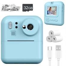 Máy ảnh in ảnh lấy liền cho trẻ em: Máy ảnh kỹ thuật số in ảnh lấy liền HD 1080P hoàn toàn mới, kèm giấy ảnh và thẻ nhớ 32GB. Camera kép HD hoàn hảo cho nhu cầu quay video và chụp ảnh. Lý tưởng cho thanh thiếu niên và người mới bắt đầu. Món quà Giáng sinh và Năm mới hoàn hảo cho cả bé trai và bé gái. - Nhiều màu - Xem 10
