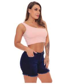 Women Denim Shorts - Rửa tối - Xem 10