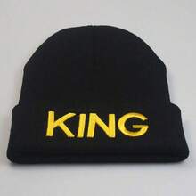 1pc King And Queen Knitted Beanie Hat, Matching Couple Skull Ski Hats, Black - European And American Street Hip Hop Style, Unisex Winter Warm Knitted Skull Cap, Christmas, New Year, Valentine's Day Gift - Multicolor - View 11