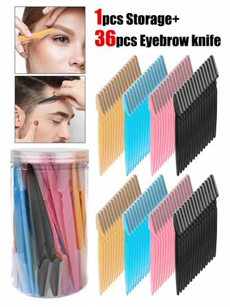 36/24/12/6/1 Stück/Set Multifarbiger Sicherheits-Augenbrauentrimmer & Rasierer, Exfoliirendes Dermaplaning-Werkzeug, Körperhaartrimmer und Gesichts- & Augenbrauen-Rasierer-Set mit langem Griff, Sicherheitsklinge mit Präzisionsabdeckung, Augenbrauen-Formungswerkzeuge für Frauen, geeignet für Reise-Rasur, Gesichtsrasur für Frauen und Männer