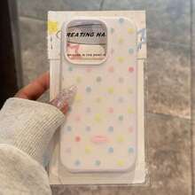 1pcs Colorful Dot Polka Phone Case Compatible With 17 17Air 16 16promax 16Pro 16plus 15 15promax 15pro 15plus 14 14pro 14promax 14plus 13 13Pro 13promax 12 12pro 12promax, Two In One TPU Soft Shockproof Resistance Cover - 黃色 - 查看 8