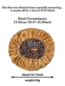 1件装真丝长帽，十二星座印花宽檐贴合长发帽 - 女士缎面睡眠帽，护发配件，柔软面料长帽，贴合帽型。睡眠帽 - 黑色-long bonnet-星座-1pc - 查看 4