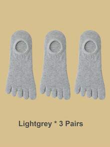 1/3/6双装女士纯色隐形五指袜，分趾袜，短袜，适合户外运动或日常穿着 - 彩色 - 查看 19